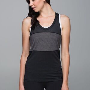 Lululemon women’s pedal to the metal black grey gold workout tank top